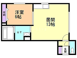 プレシャス西宮の沢 1LDKの間取図画像