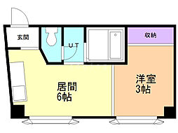 スクエア24 1DKの間取図画像