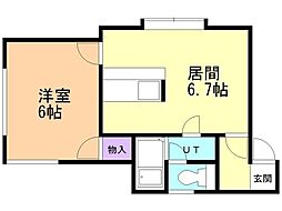 ラ・メゾン 1DKの間取図画像