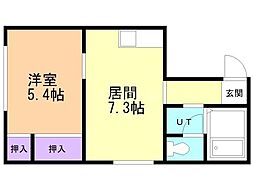 ウィンテラス2 1DKの間取図画像