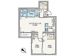 札幌市営東西線 宮の沢駅 徒歩7分の賃貸マンション 1階2LDKの間取り