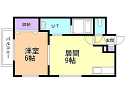 グランド・昴 4階1DKの間取り