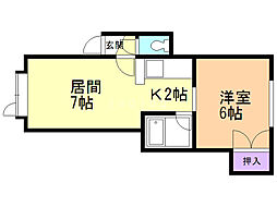 AC発寒壱番館 1LDKの間取図画像