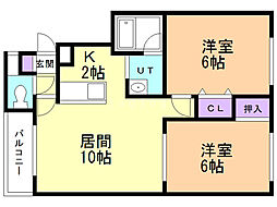 メゾン・パルテール 1階2LDKの間取り