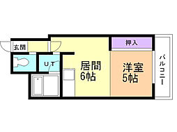 ベルエアー琴似 3階1DKの間取り