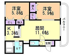 間取図画像 2LDK