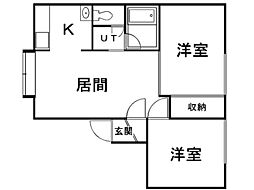 クレバーハイム 1LDKの間取図画像