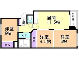 ミユキコート2 3LDKの間取図画像