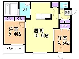 Lumiere Kotoni 2LDKの間取図画像