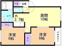 グランボヌール2 2LDKの間取図画像