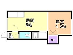 こまつハイム 1DKの間取図画像