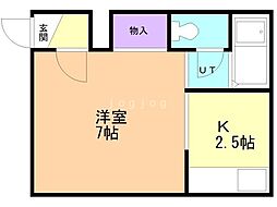 グランヒル発寒A棟 1Kの間取図画像