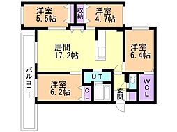 ゼスティ山の手 4LDKの間取図画像