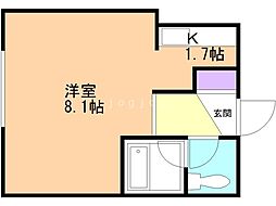 ヒューメイン山の手 1Kの間取図画像
