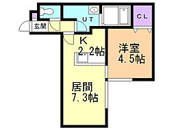 マイルーム宮の沢2 1DKの間取図画像