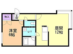ベル-エアー山の手 1LDKの間取図画像