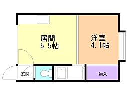 第5バラハイツ 1DKの間取図画像