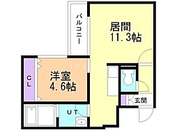 LUFFY 1LDKの間取図画像