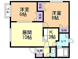 デューネ1 2LDKの間取図画像