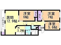 ロピア宮丘公園 3LDKの間取図画像