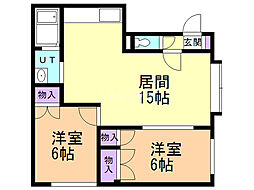 コーポレートウィステリア 2LDKの間取図画像