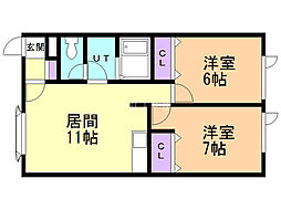 クレイン 2LDKの間取図画像