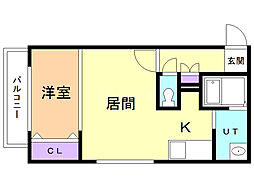 プラシードブルグ琴似 1LDKの間取図画像
