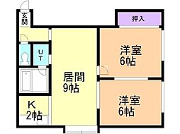 ウエストコーポJ 2LDKの間取図画像