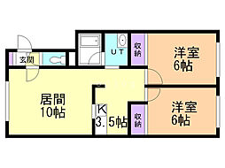 ルミエール西町 2LDKの間取図画像