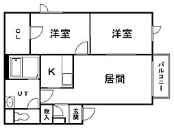 ディアス発寒中央C 2LDKの間取図画像