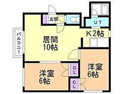 テール竹 2LDKの間取図画像