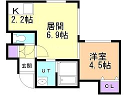 ラ・パールドビジュ 1LDKの間取図画像