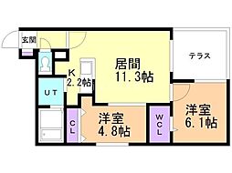 ブランシャールコトニステーション 2LDKの間取図画像