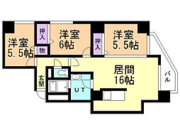 セピア山の手 3LDKの間取図画像
