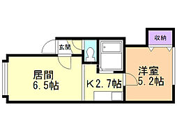 グランドハイツ手稲 1LDKの間取図画像