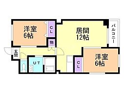 オーシャンビレッジ宮の沢 2LDKの間取図画像