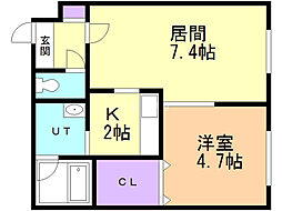 ブランノワール琴似St 1DKの間取図画像