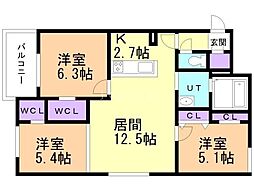 ポルトボヌール 3LDKの間取図画像