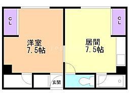 馬場コーポ 1DKの間取図画像