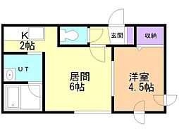 ハイアット西町 1LDKの間取図画像
