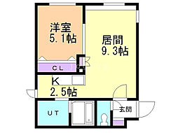 グランメール24-D 1LDKの間取図画像