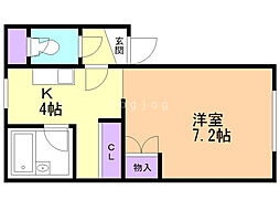 アンビシャス手稲 1Kの間取図画像