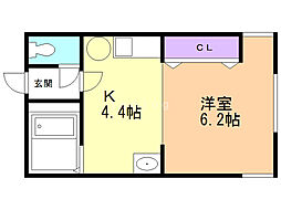 メゾンリッチ 1DKの間取図画像