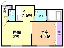 サンクレスト発寒中央 1LDKの間取図画像