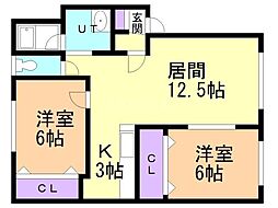 ラボ山の手2 2LDKの間取図画像
