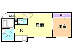 エスパシオ八軒 1LDKの間取図画像