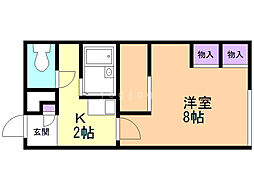 レオパレスロワジール西野A 1Kの間取図画像