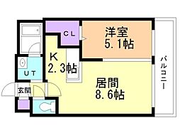 ZIZIUN 1LDKの間取図画像
