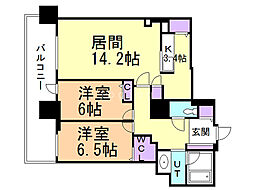 プレミスト琴似スカイクロスタワー 2LDKの間取図画像