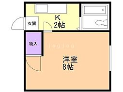 ピアコート前田 1Kの間取図画像